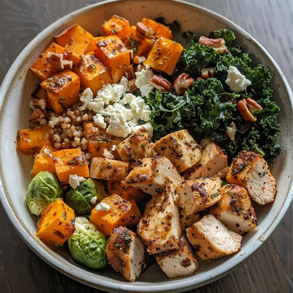Close-up view of a Sweetgreen Harvest Bowl filled with colorful ingredients.
