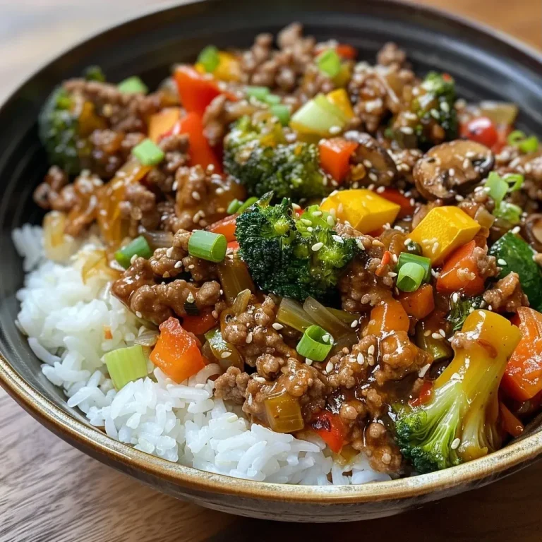 ['A close-up view of a vibrant stir-fry bowl featuring ground beef, colorful veggies, and rice.', 'A side view of a delicious beef stir-fry bowl with garlic-seasoned vegetables and steamed rice.', 'A hearty bowl of spicy ground beef stir-fry with broccoli, bell peppers, and zucchini.', 'A succulent stir-fry bowl with rich ground beef, garlic vegetables, and a bed of white rice.']