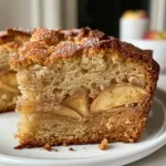 ['Close-up side view of a slice of cinnamon apple bread on a wooden cutting board.', 'Juicy and warm Zimt Apfelbrot displayed on a rustic kitchen counter.', 'Freshly baked apple cinnamon bread slice showcasing its moist texture and apple pieces.', 'Horizontal view of cinnamon apple bread with a buttery glaze drizzled on top.']