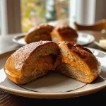 ['Close-up view of cinnamon pumpkin rolls with a glossy finish.', 'Side profile of freshly baked pumpkin rolls drizzled with icing.', 'Warm, golden-brown cinnamon rolls on a rustic wooden surface.', 'Appetizing cinnamon pumpkin rolls displaying a rich, spiced filling.']