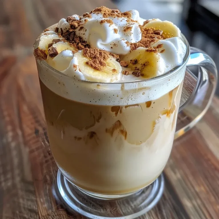Genussvolle Bananenbrot Latte – Ein Rezept für Herz und Seele Close-up view of a delicious banana bread latte with frothy foam and cinnamon sprinkled on top.