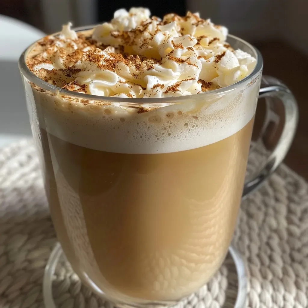 Side view of a creamy banana bread latte, featuring layers of homemade banana syrup and cold foam.