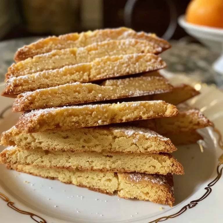 Close-up view of Basil Orange Biscotti showcasing a golden-brown exterior with a glazed finish.