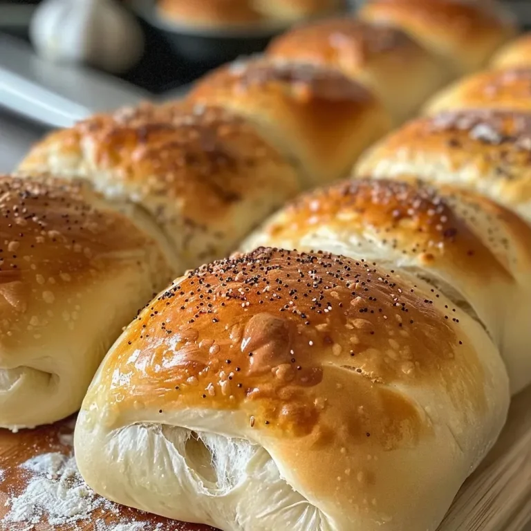 Himmlisch weiche Butterknoblauchbrötchen – Genuss für jeden Tag Soft, golden-brown butter garlic rolls with a glossy top and flecks of garlic.