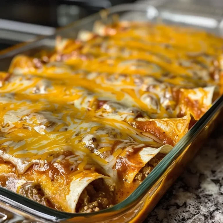 Chili Cheese Enchiladas: Herzhaft und Sorglos Genießen Close-up shot of Chili Cheese Enchiladas topped with melted cheese and sauce.
