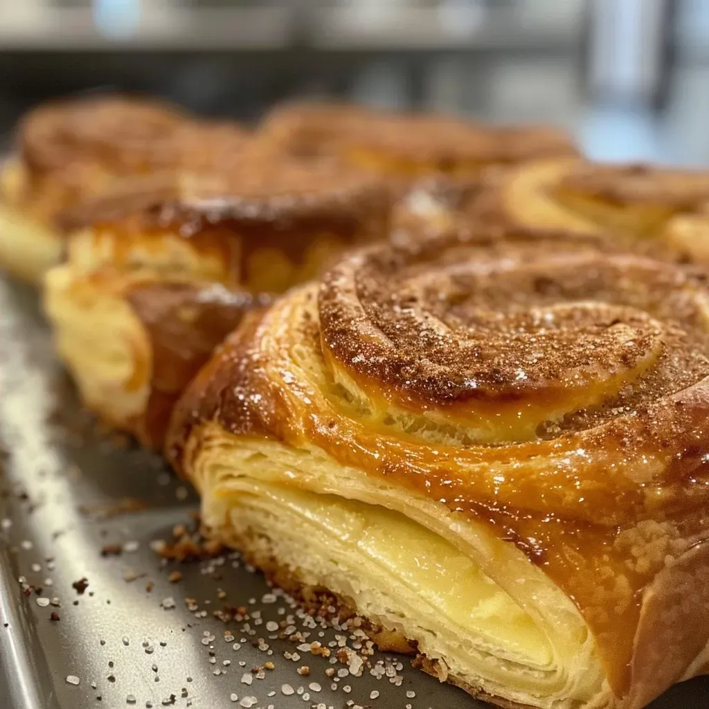 Deliciously glazed cinnamon rolls made with eggnog, highlighting their swirled filling and golden exterior.