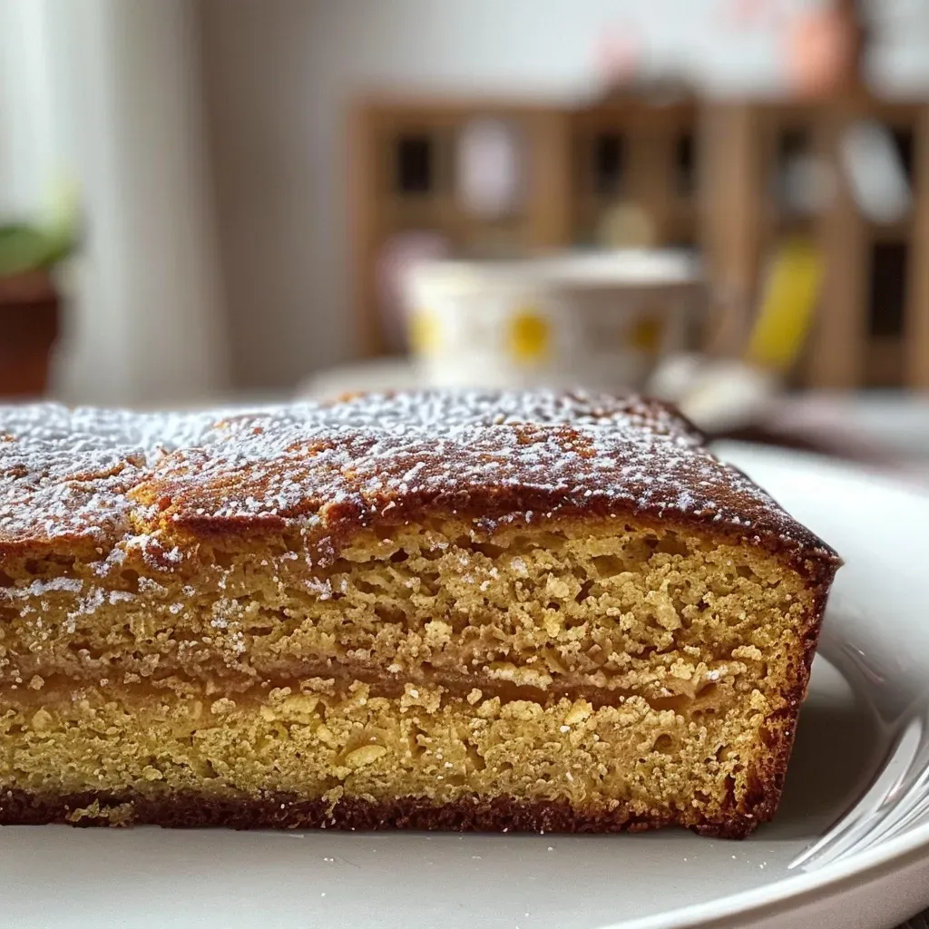 Side view of eggnog bread with a golden crust and rich, creamy eggnog glaze.