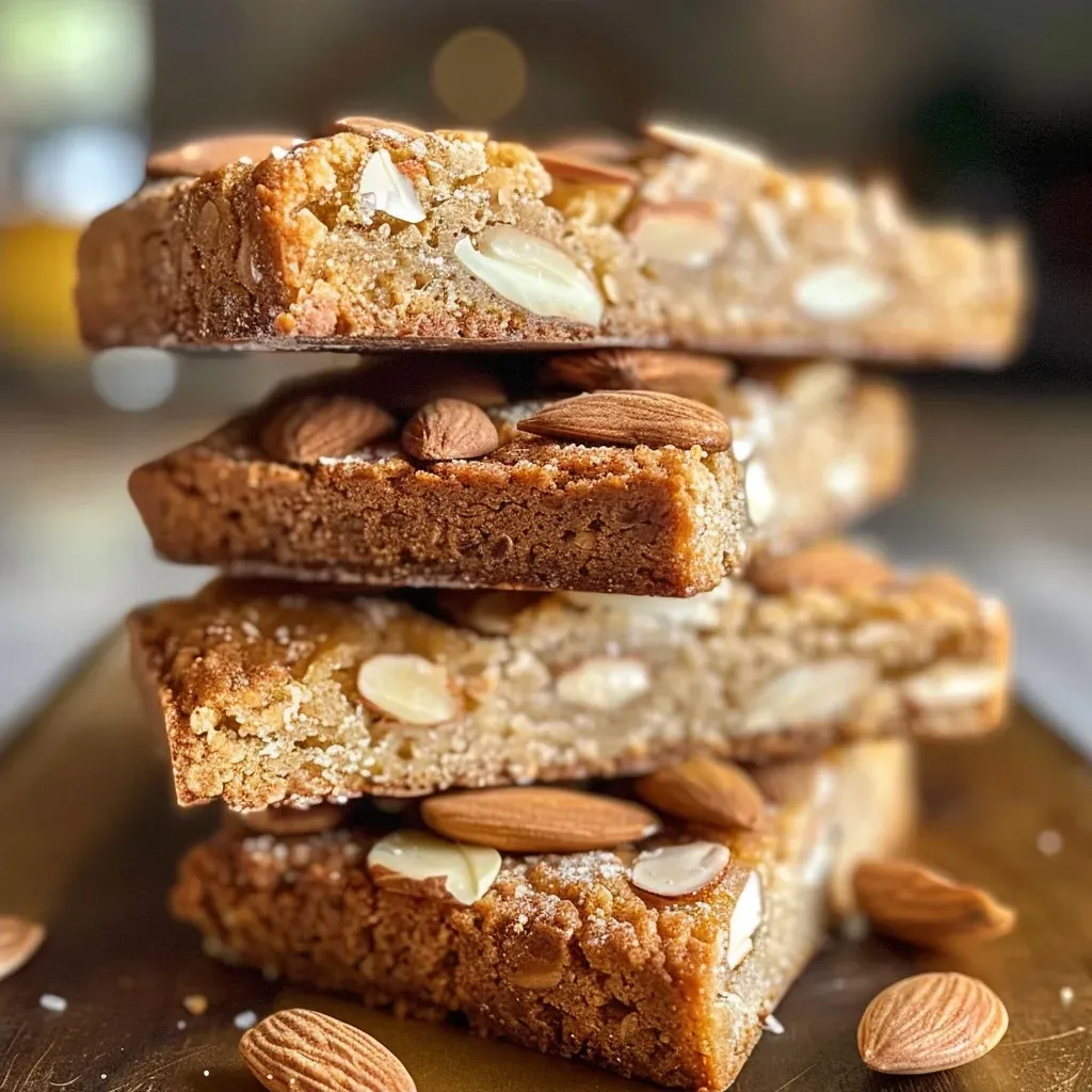 Side view of freshly baked almond biscotti, showcasing its distinctive shape and almond pieces.