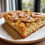 Side view of a Fig and Honey Cake with a golden crust, showing sliced figs and a glossy honey glaze.