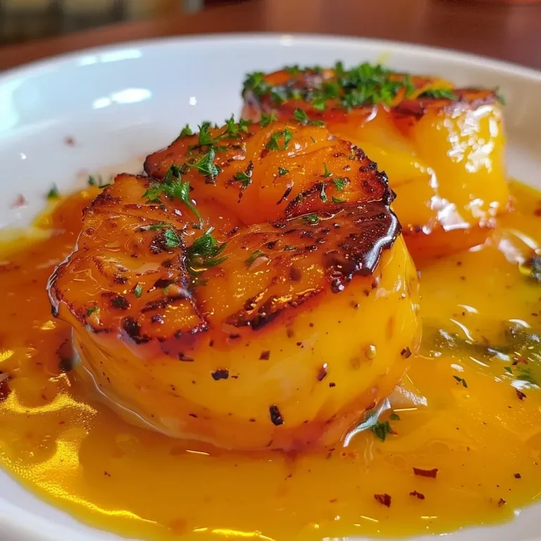 Close-up side view of a stuffed squash topped with cranberry-orange sauce.