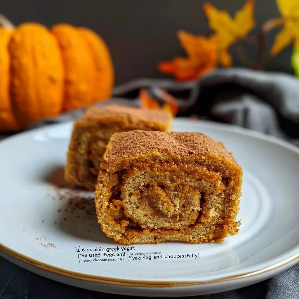 Side view of a delicious pumpkin roll, highlighting its moist texture and cream cheese layer.