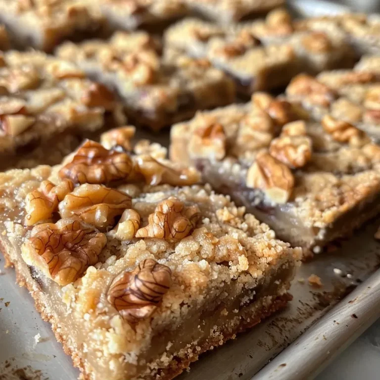 Himmlische Feigen-Walnuss-Shortbread-Riegel für Genussvolle Momente Side view of Greek fig and walnut shortbread bars on a wooden surface.
