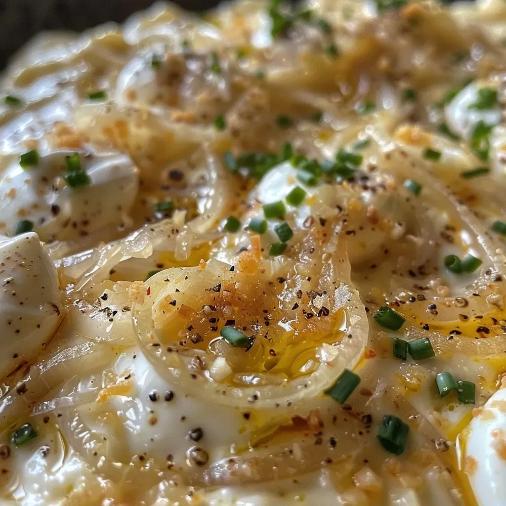 Side view of luscious caramelized onion dip surrounded by fresh vegetable sticks.