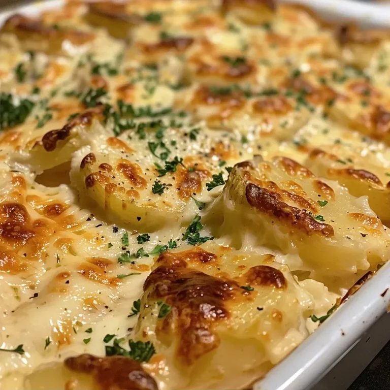 Käsegratin mit Kartoffeln: Ein Genuss für die Seele Close-up view of creamy cheesy scalloped potatoes, showcasing layers of melted cheese and golden edges.