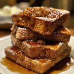 Close-up side view of Gingerbread Bread Pudding with a golden-brown crust.