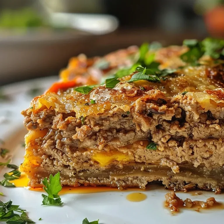 Saftiges Pastel de Carne: Ein Genuss für die ganze Familie A close-up side view of a juicy Pastel de Carne Jugoso, highlighting its golden crust and rich filling.