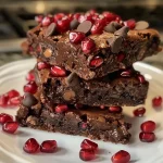 Close-up of chocolate chip pomegranate cookies with a glossy sheen.