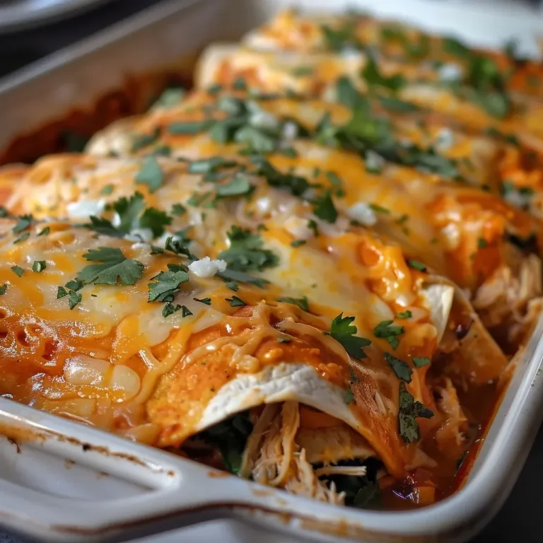 Close-up view of Turkey Enchiladas topped with melted cheese and fresh cilantro.
