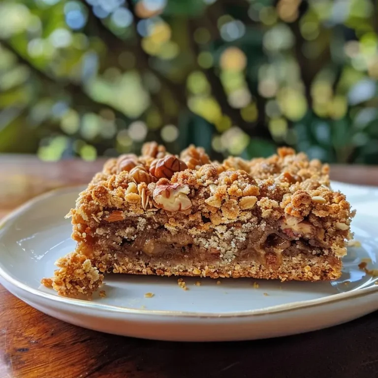 Close-up view of walnut and fig crumble bars, showcasing a crunchy top layer.
