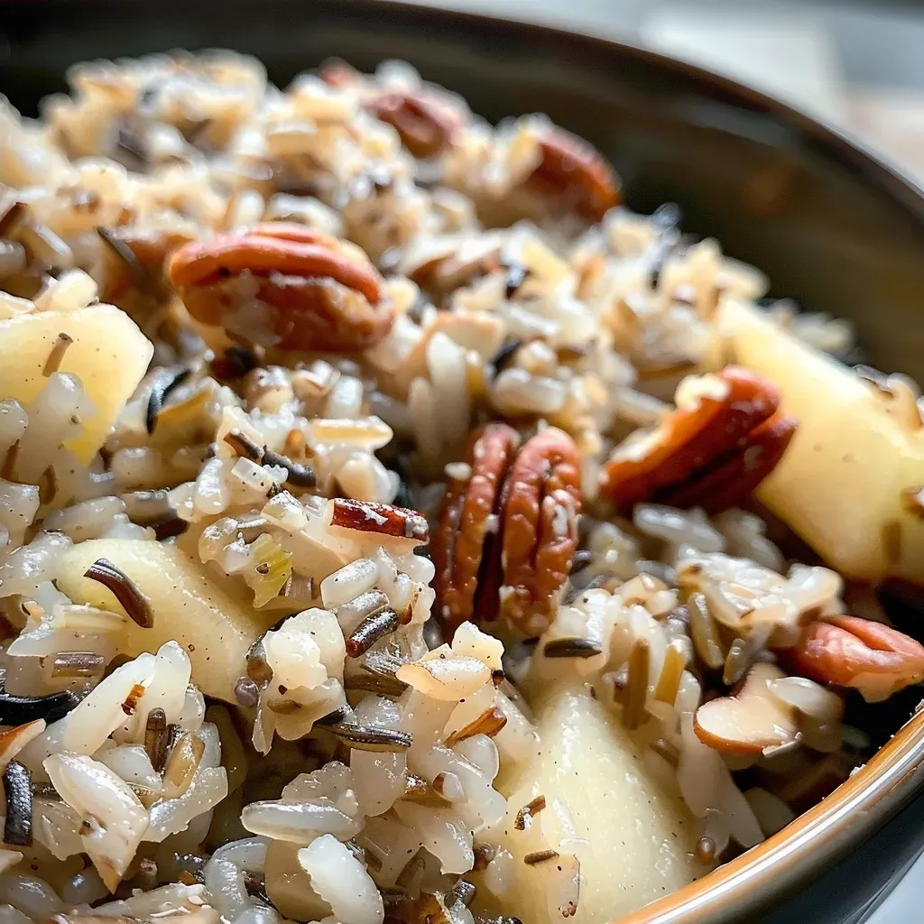 Side view of delicious wild rice mixed with brown rice and vegetables.